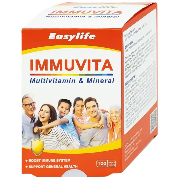 Viên uống Immuvita Easylife bổ sung vitamin và khoáng chất cho cơ thể, tăng sức khỏe (100 viên)