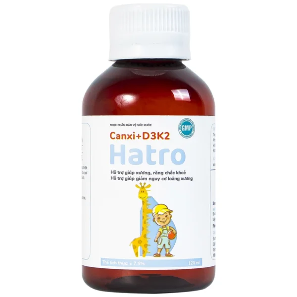 Siro Canxi + D3K2 Hatro bổ sung canxi giúp xương, răng chắc khỏe (120ml)